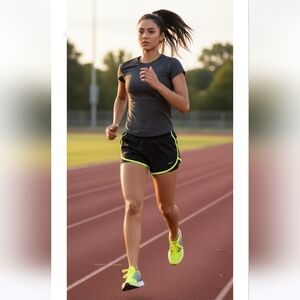 New Women NIKE Dri-fit Running Athletic Shorts With Attached Brief black neon